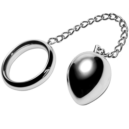 METAL HARD - ANNEAU PÉNIEN 45MM + CHAÎNE AVEC BILLE MÉTALLIQUE - Sensualia