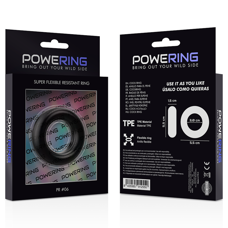 POWERING - ANNEAU PÉNIS SUPER FLEXIBLE ET RÉSISTANT 5,5CM PR06 NOIR POWERING