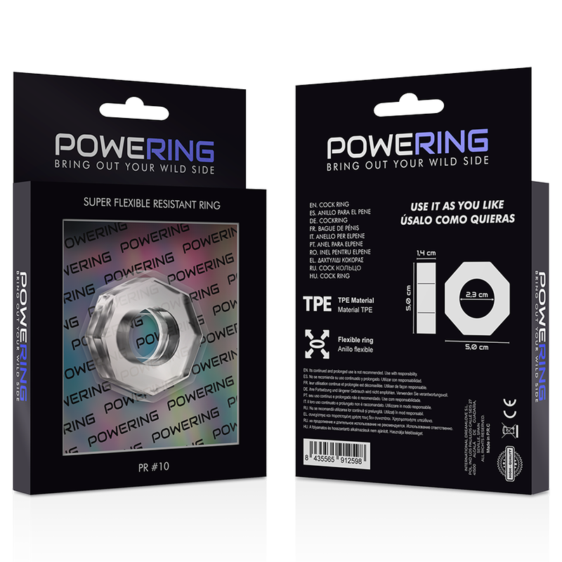 POWERING - ANNEAU PÉNIS SUPER FLEXIBLE ET RÉSISTANT 5CM PR10 CLAIR - Sensualia