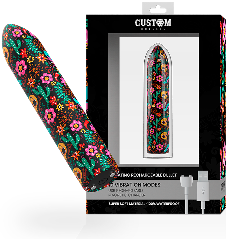 CUSTOM BULLETS - BULLETS PERSONNALISÉS RECHARGEABLE FLORAL 10 INTENSITIES - Sensualia