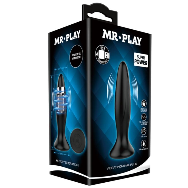 MR PLAY - PLUG ANAL VIBRATEUR NOIR RECHARGEABLE - Sensualia