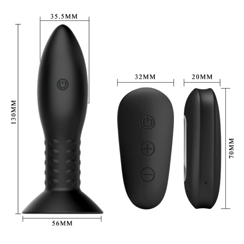 MR PLAY - PLUG AVEC TÉLÉCOMMANDE  BILLES TOURNANTES NOIRES - Sensualia