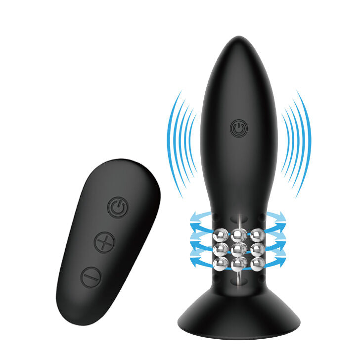 MR PLAY - PLUG AVEC TÉLÉCOMMANDE  BILLES TOURNANTES NOIRES - Sensualia