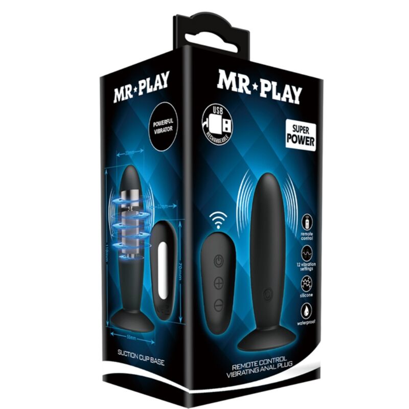 MR PLAY - PLUG ANAL AVEC TÉLÉCOMMANDE VIBRATION NOIRE - Sensualia