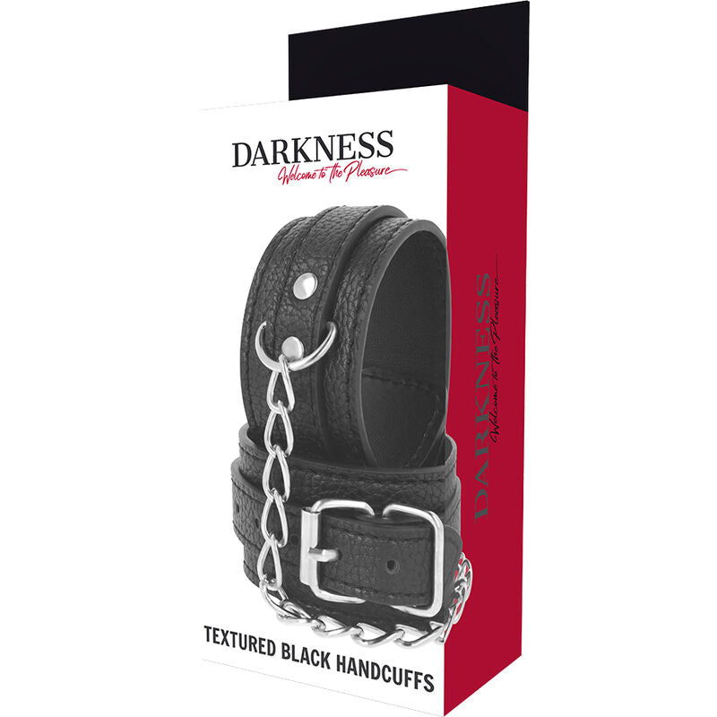 DARKNESS - MENOTTES EN CUIR TEXTURÉ NOIR - Sensualia