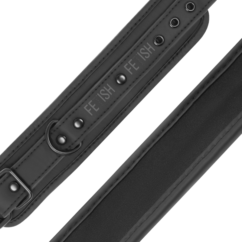 FETISH SUBMISSIVE - COLLIER ET MENOTTES EN CUIR VÉGAN AVEC DOUBLURE EN NOPRÈNE - Sensualia