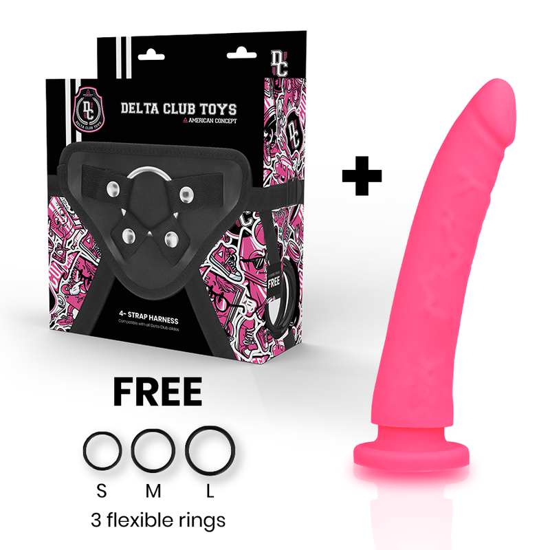 DELTA CLUB - TOYS HARNAIS + DONG SILICONE ROSE 17 CM -O- 3 CM - Sensualia