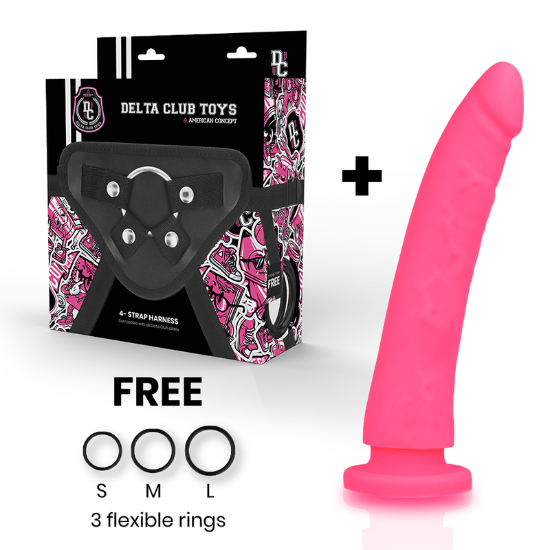 DELTA CLUB - TOYS HARNAIS + DONG SILICONE ROSE 20 CM -O- 4 CM - Sensualia