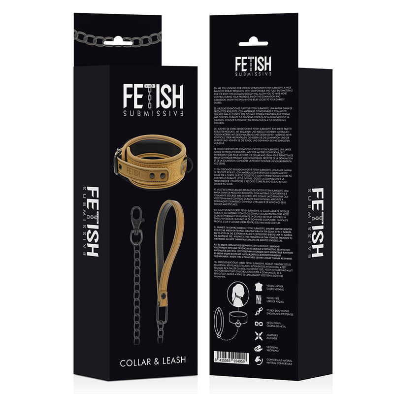 FETISH SUBMISSIVE ORIGEN - COLLIER DOUBLÉ EN NÉOPRÈNE AVEC CHAÎNE FETISH SUBMISSIVE ORIGIN