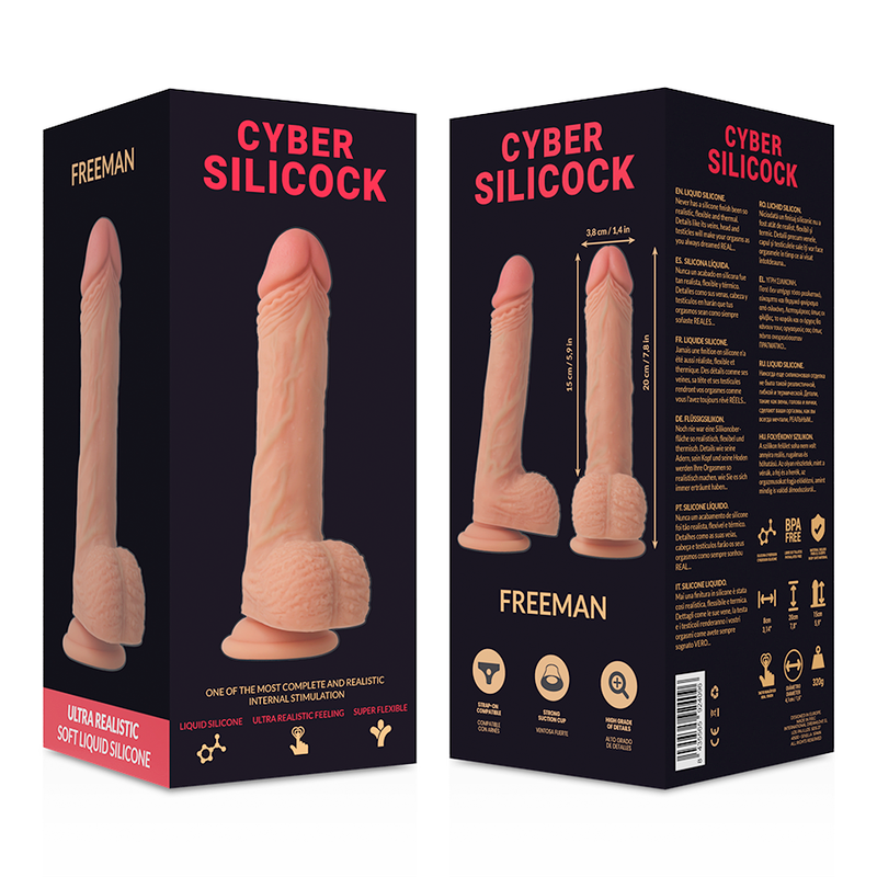 CYBER SILICOCK - FREEMAN SILICONE LIQUIDE SOUPLE ULTRA RÉALISTE 20 CM -O- 3.8 CM - Sensualia
