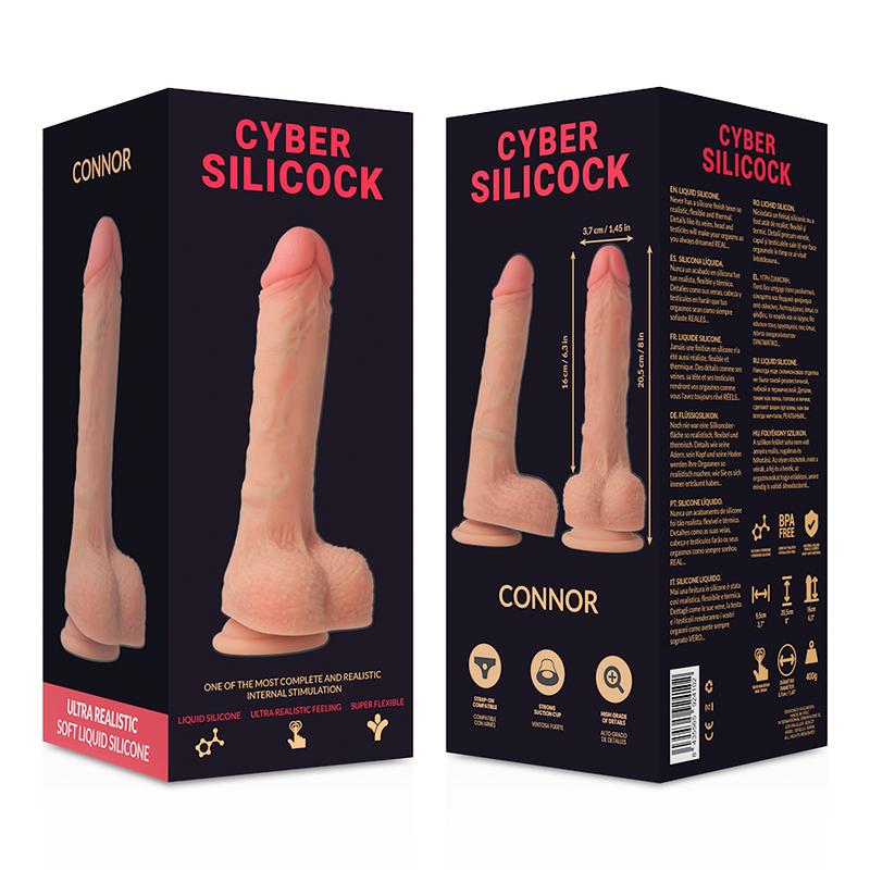 CYBER SILICOCK - CONNOR SILICONE LIQUIDE SOUPLE ULTRA RÉALISTE 20.5 CM -O- 3.7 CM - Sensualia