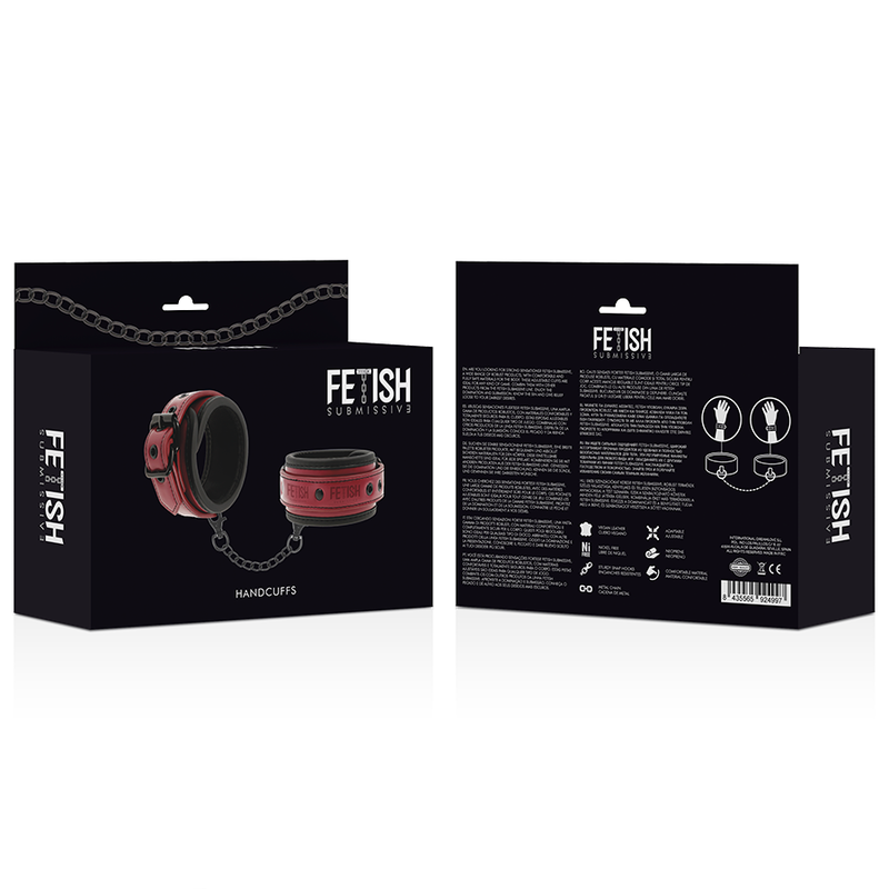 FETISH SUBMISSIVE DARK ROOM - MENOTTES EN CUIR VÉGAN AVEC DOUBLURE EN NÉOPRÈNE - Sensualia