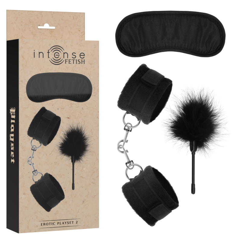INTENSE - FETISH PLAYSET ÉROTIQUE 2 AVEC MENOTTES, MASQUE AVEUGLE ET TICKLER - Sensualia