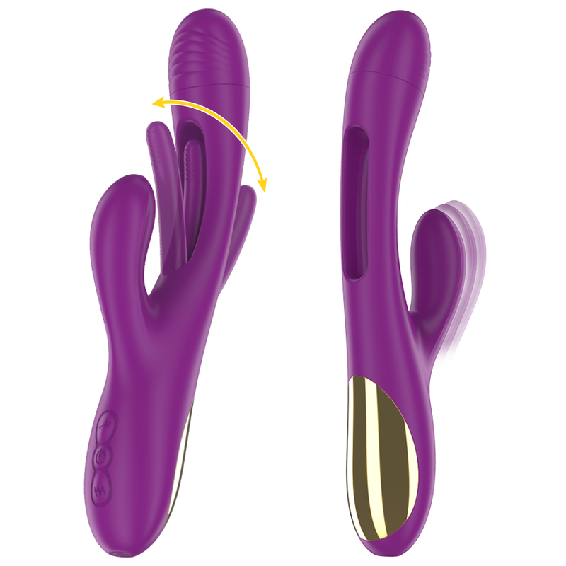INTENSE - APOLO VIBRATEUR MULTIFONCTION RECHARGEABLE 7 VIBRATIONS AVEC LANGUE OSCILLANTE VIOLET - Sensualia