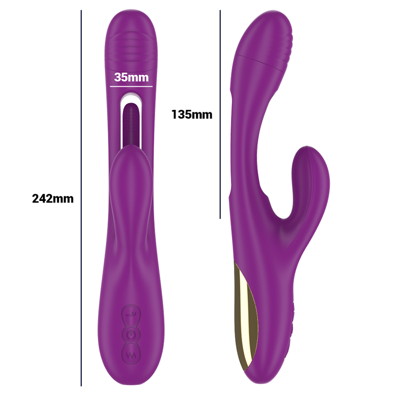 INTENSE - APOLO VIBRATEUR MULTIFONCTION RECHARGEABLE 7 VIBRATIONS AVEC LANGUE OSCILLANTE VIOLET - Sensualia