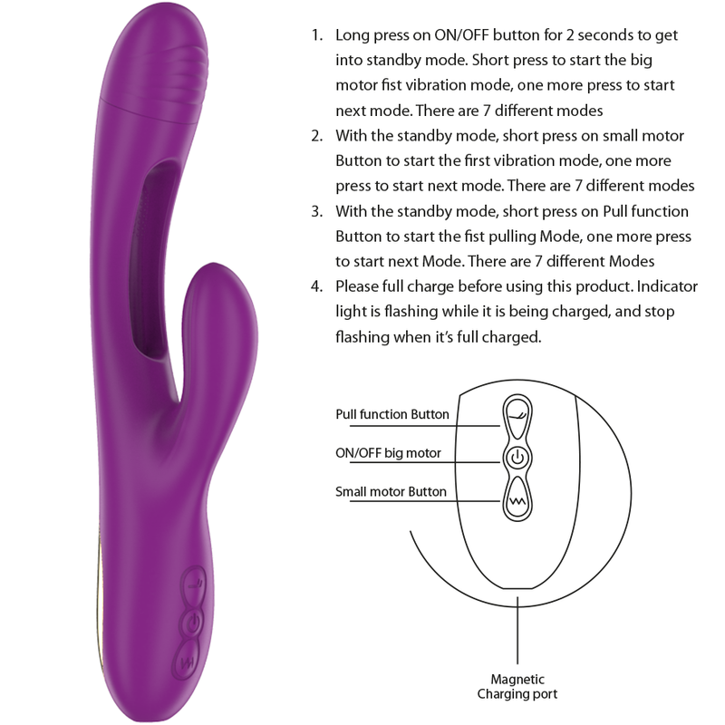 INTENSE - APOLO VIBRATEUR MULTIFONCTION RECHARGEABLE 7 VIBRATIONS AVEC LANGUE OSCILLANTE VIOLET - Sensualia