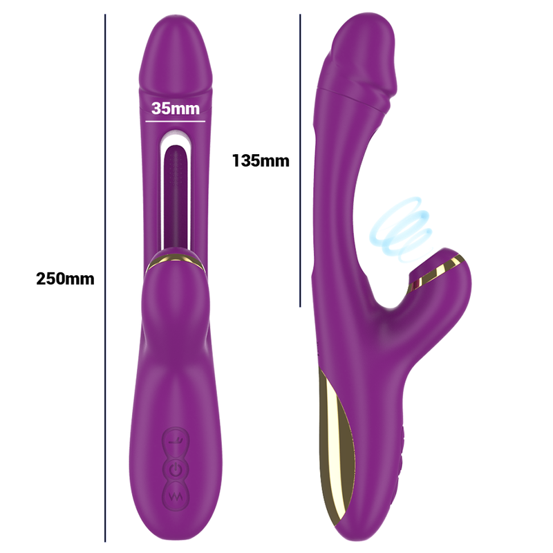 INTENSE - ATENEO VIBRATEUR MULTIFONCTION RECHARGEABLE 7 VIBRATIONS AVEC LANGUE OSCILLANTE ET SUCER VIOLET - Sensualia