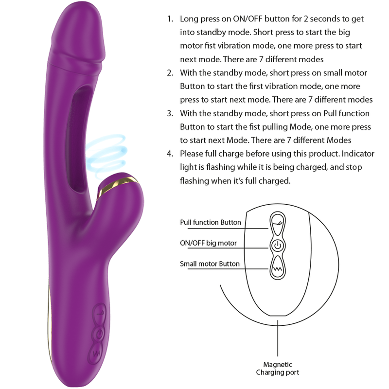 INTENSE - ATENEO VIBRATEUR MULTIFONCTION RECHARGEABLE 7 VIBRATIONS AVEC LANGUE OSCILLANTE ET SUCER VIOLET - Sensualia