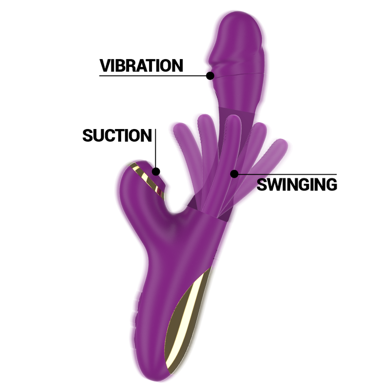 INTENSE - ATENEO VIBRATEUR MULTIFONCTION RECHARGEABLE 7 VIBRATIONS AVEC LANGUE OSCILLANTE ET SUCER VIOLET - Sensualia