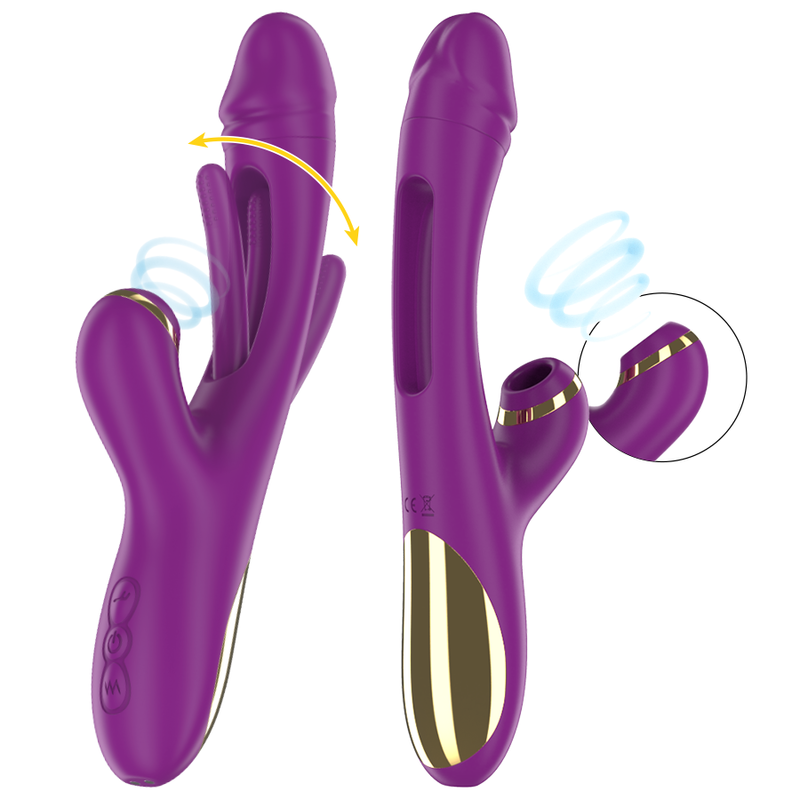 INTENSE - ATENEO VIBRATEUR MULTIFONCTION RECHARGEABLE 7 VIBRATIONS AVEC LANGUE OSCILLANTE ET SUCER VIOLET - Sensualia
