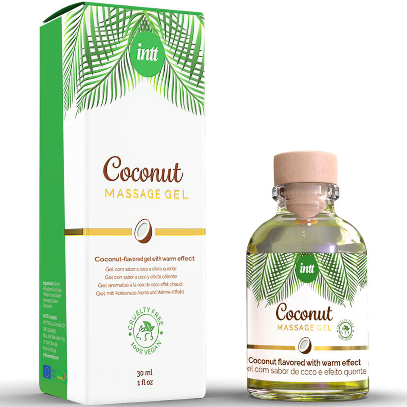 INTT - GEL DE MASSAGE VÉGAN AU SAVEUR DE COCO ET EFFET CHAUFFANT - Sensualia