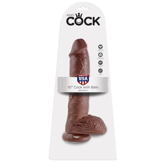 KING COCK - 10 GODE MARRON AVEC BOULES 25.4 CM - Sensualia