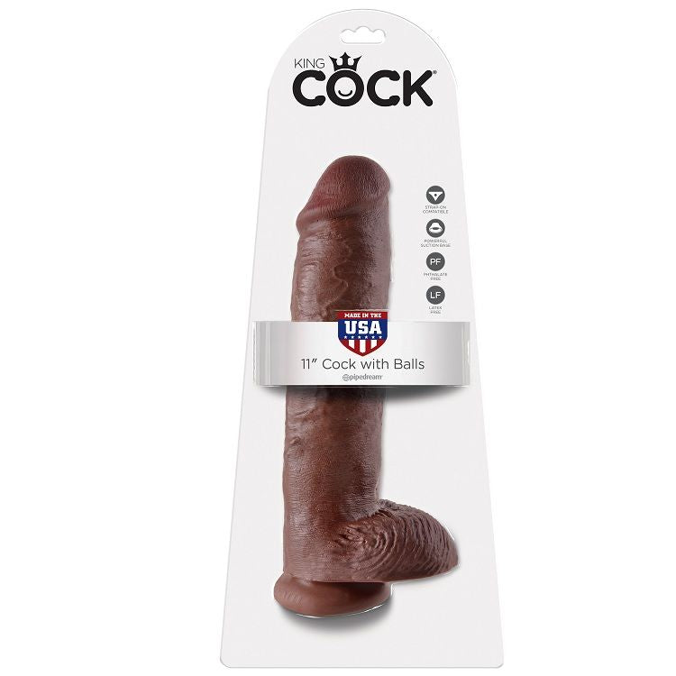 KING COCK - 11 GODE MARRON AVEC BOULES 28 CM - Sensualia