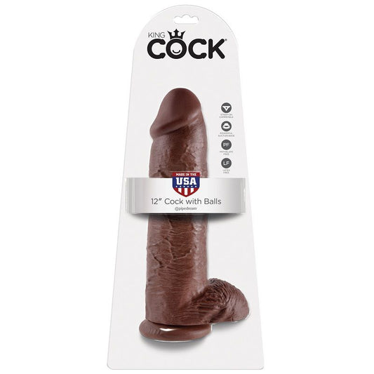 KING COCK - 12 GODE MARRON AVEC BOULES 30.48 CM - Sensualia