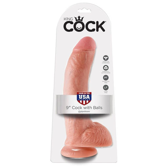 KING COCK - 9 CHAIR DE GODE AVEC BOULES 22.9 CM - Sensualia