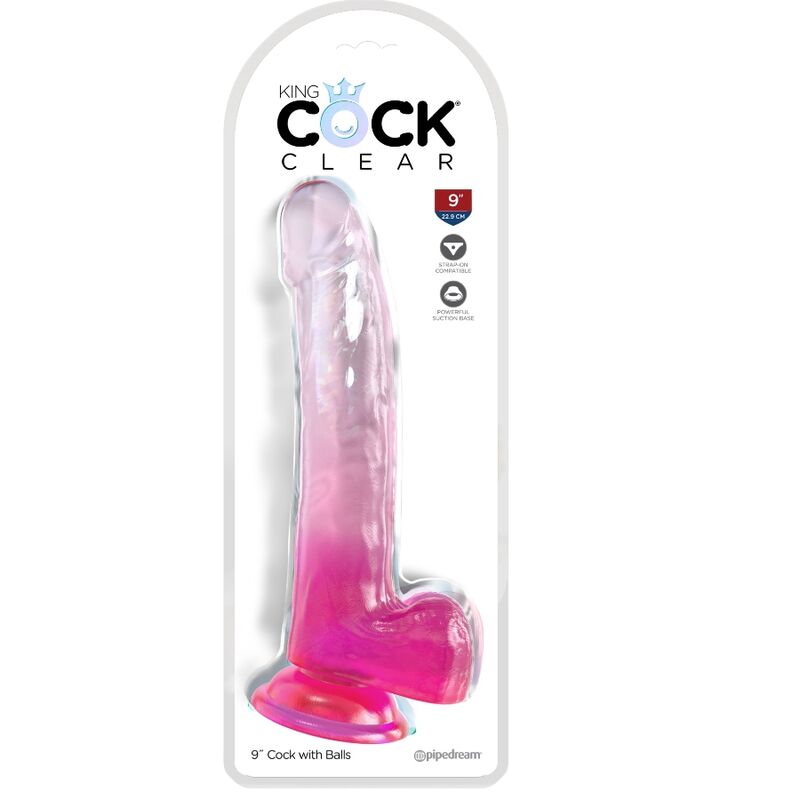 KING COCK - CLEAR GODE AVEC TESTICULES 20.3 CM ROSE - Sensualia