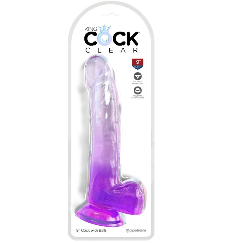 KING COCK - CLEAR GODE AVEC TESTICULES 20.3 CM VIOLET - Sensualia