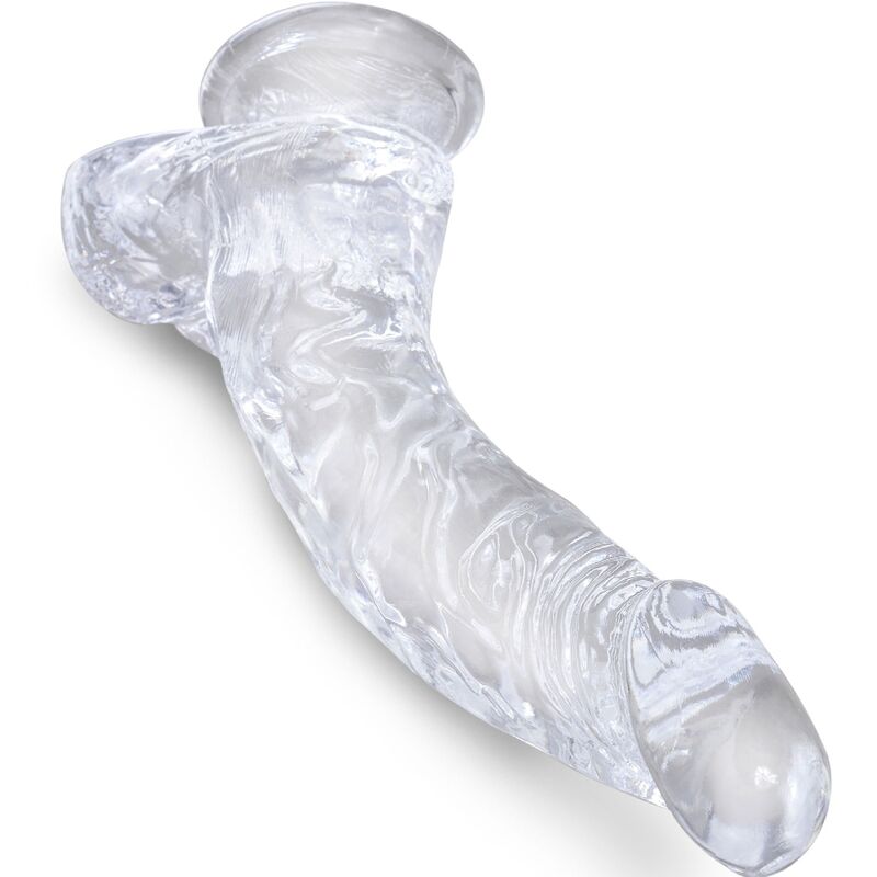 KING COCK - CLEAR PÉNIS COURBE RÉALISTE AVEC BOULES 16.5 CM TRANSPARENT - Sensualia