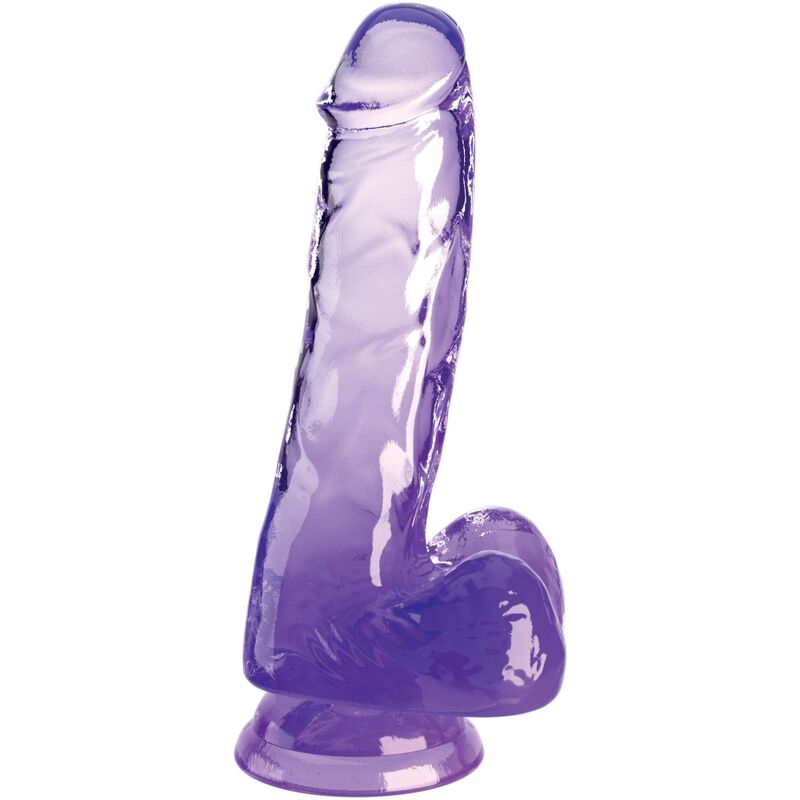 KING COCK - CLEAR PÉNIS RÉALISTE AVEC BOULES 13.5 CM VIOLET - Sensualia