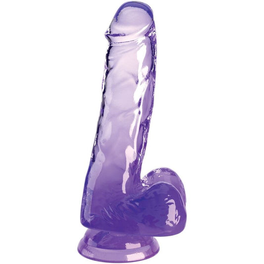 KING COCK - CLEAR PÉNIS RÉALISTE AVEC BOULES 13.5 CM VIOLET - Sensualia