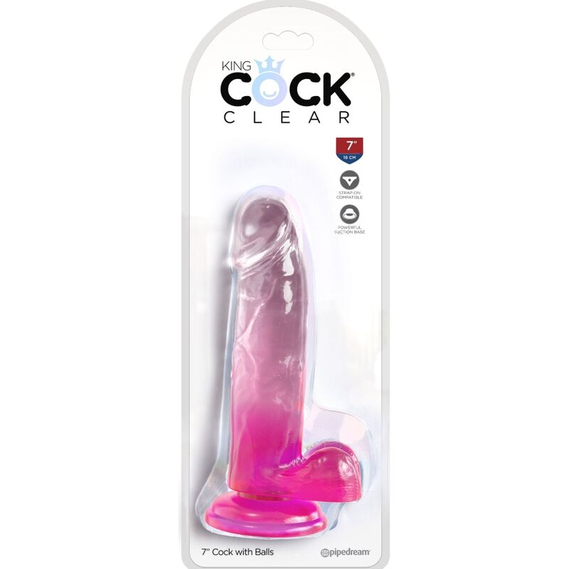 KING COCK - CLEAR PÉNIS RÉALISTE AVEC BOULES 15.2 CM ROSE - Sensualia