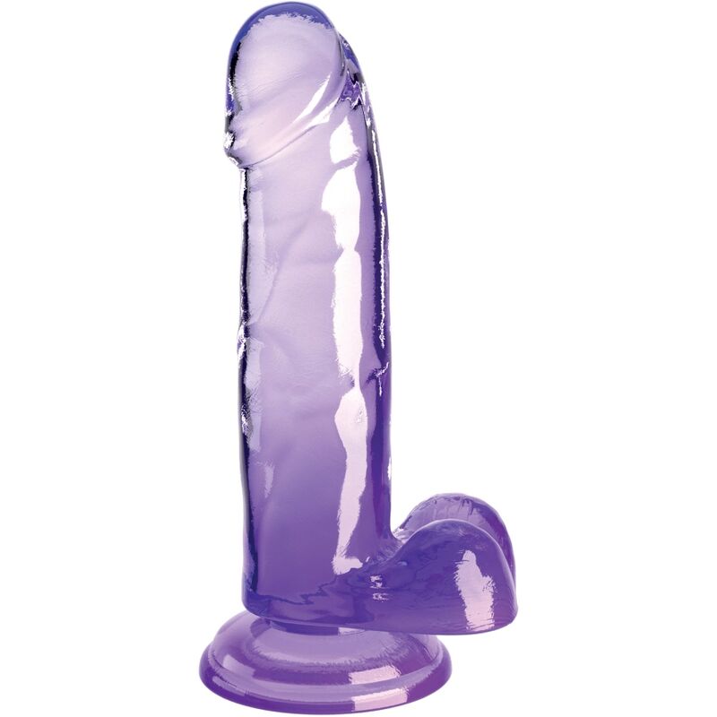 KING COCK - CLEAR PÉNIS RÉALISTE AVEC BOULES 15.2 CM VIOLET - Sensualia