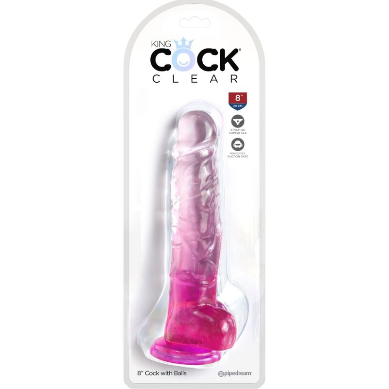 KING COCK - CLEAR PÉNIS RÉALISTE AVEC BOULES 16.5 CM ROSE - Sensualia