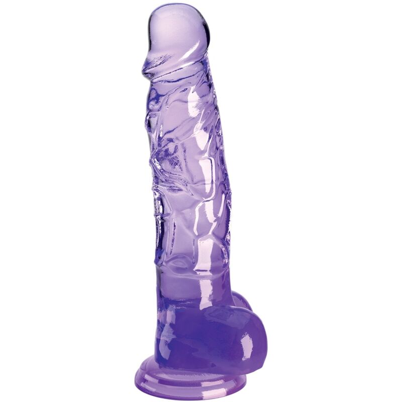 KING COCK - CLEAR PÉNIS RÉALISTE AVEC BOULES 16.5 CM VIOLET - Sensualia