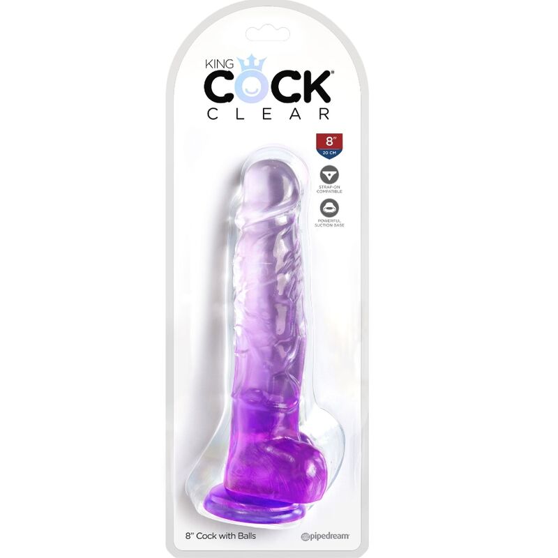 KING COCK - CLEAR PÉNIS RÉALISTE AVEC BOULES 16.5 CM VIOLET - Sensualia