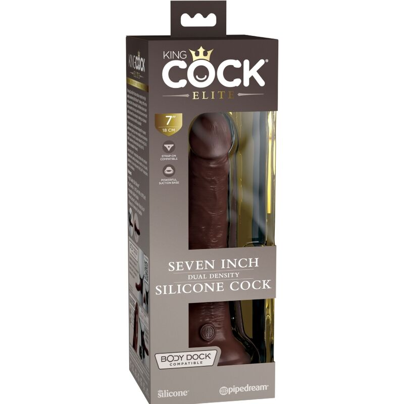 KING COCK - ELITE GODE RÉALISTE EN SILICONE 17.8 CM MARRON - Sensualia