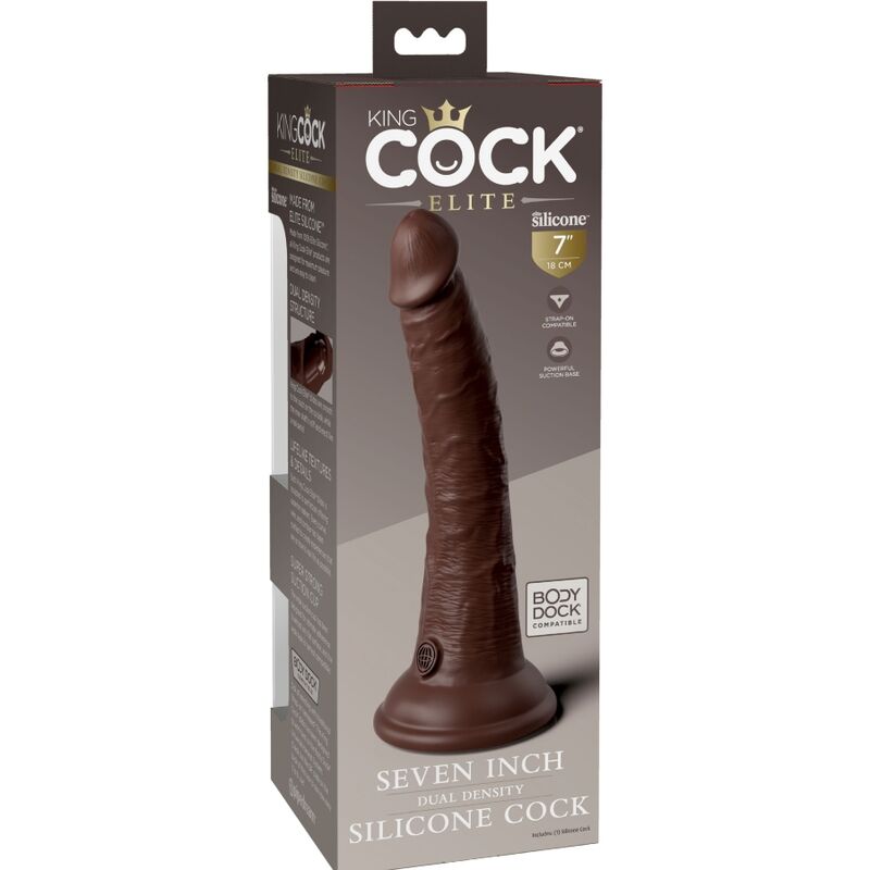 KING COCK - ELITE GODE RÉALISTE EN SILICONE 17.8 CM MARRON - Sensualia