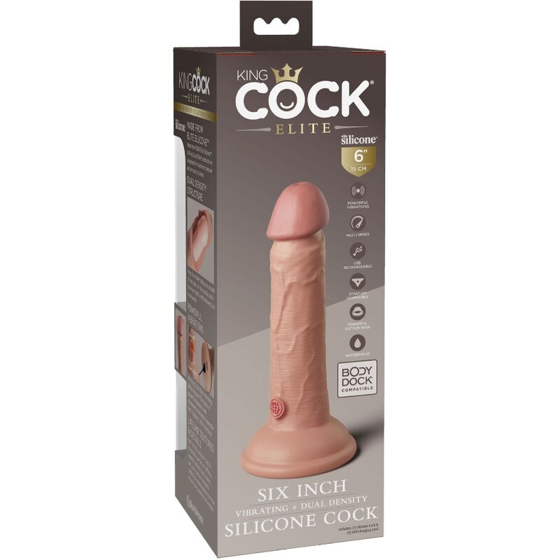 KING COCK - ELITE GODE RÉALISTE VIBRANT & SILICONE 15.2 CM - Sensualia
