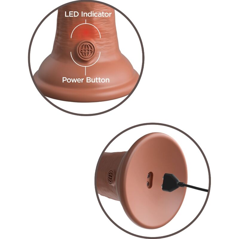 KING COCK - ELITE GODE RÉALISTE VIBRANT & SILICONE 20.3 CM CARAMEL - Sensualia