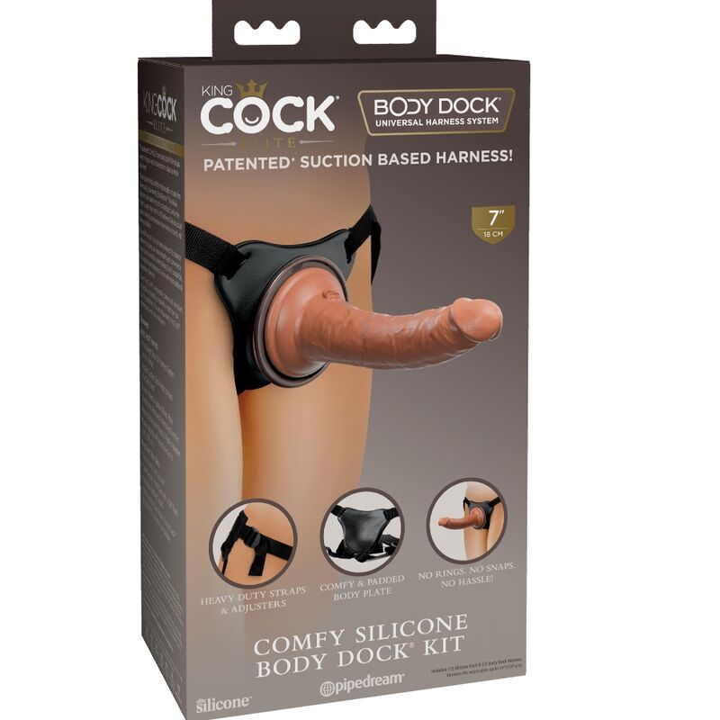 KING COCK - ELITE HARNAIS RÉGLABLE CONFORTABLE AVEC GODE 17.8 CM - Sensualia