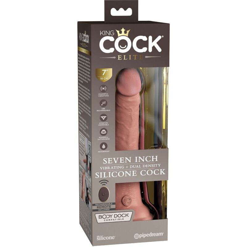 KING COCK - ELITE VIBRATEUR GODE RÉALISTE & TÉLÉCOMMANDE EN SILICONE 17.8 CM - Sensualia