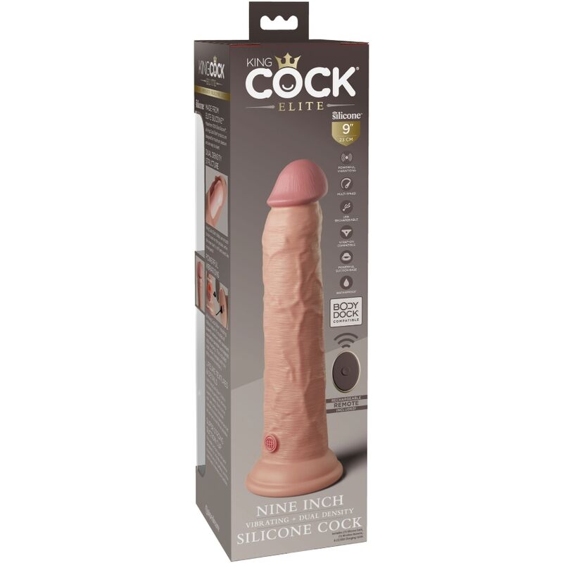 KING COCK - ELITE VIBRATEUR GODE RÉALISTE & TÉLÉCOMMANDE EN SILICONE 23 CM - Sensualia