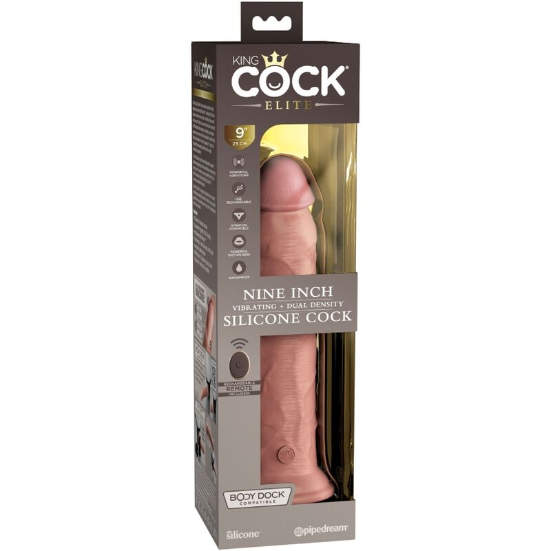 KING COCK - ELITE VIBRATEUR GODE RÉALISTE & TÉLÉCOMMANDE EN SILICONE 23 CM - Sensualia