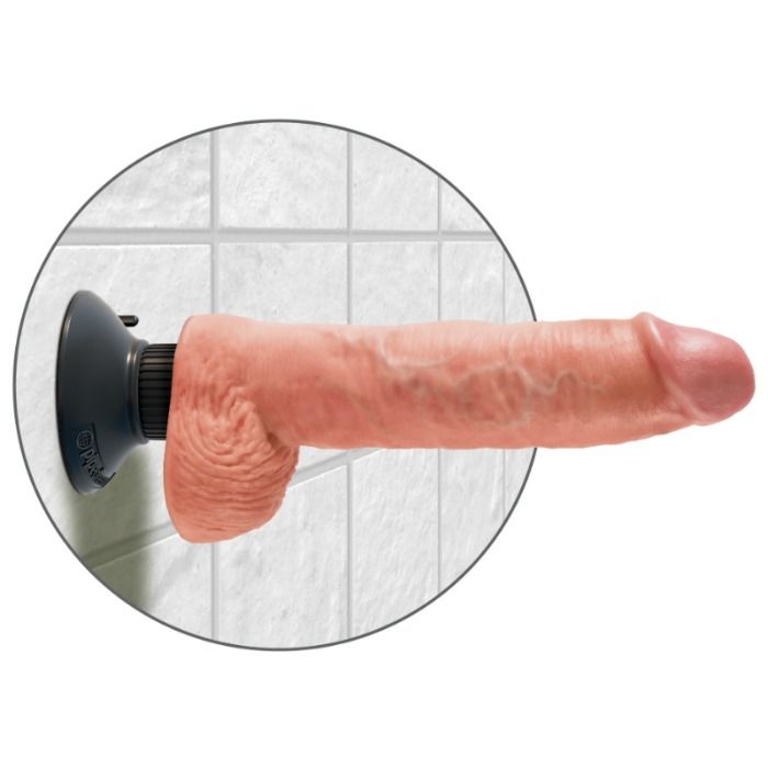 KING COCK - GODE VIBRANT AVEC TESTICULES 25.5 CM COULEUR NATURELLE - Sensualia