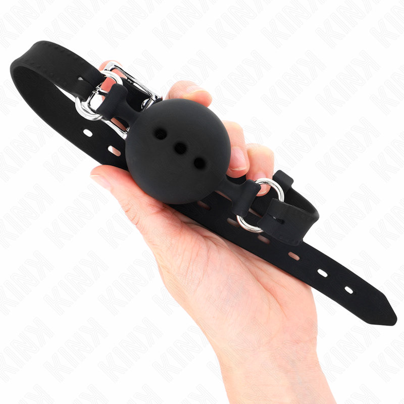 KINK - BÂTON ENTIEREMENT SILICONE 55 x 2 CM AVEC BOULE 4,5 CM TAILLE M NOIR AJUSTABLE 35-51 CM - Sensualia
