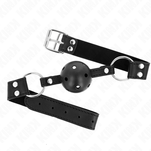 KINK - BÂTON RESPIRANT 4 CM AVEC DOUBLE RIVET MODÈLE 1 NOIR 62,5 x 2,5 CM RÉGLABLE 42-58 CM - Sensualia